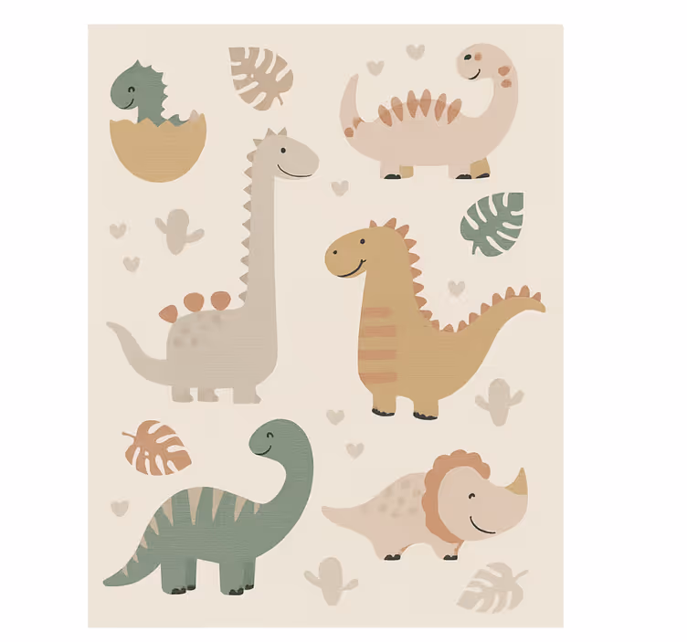壁画 モアチルドレン ベージュのジュラシックデザイン - TENSTICKERS