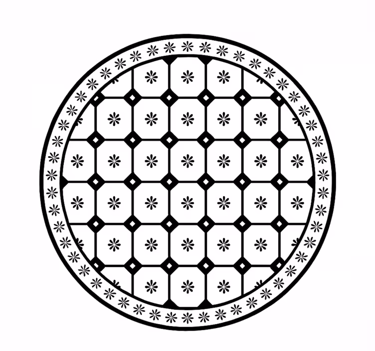 ダイニングルーム ビニールマット 白黒のタイル模様 - TENSTICKERS