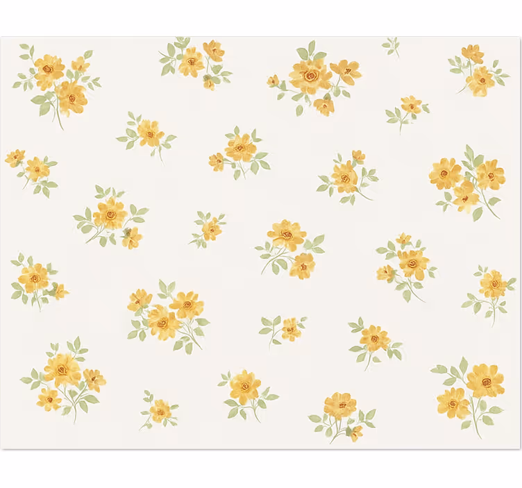 ダイニングルーム ビニールマット 繊細な更紗の花柄 - TENSTICKERS