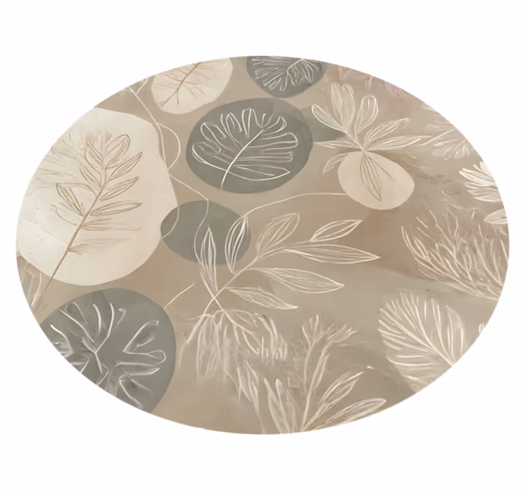 ダイニングルーム ビニールマット 中立的な植物の抽象画 - TENSTICKERS