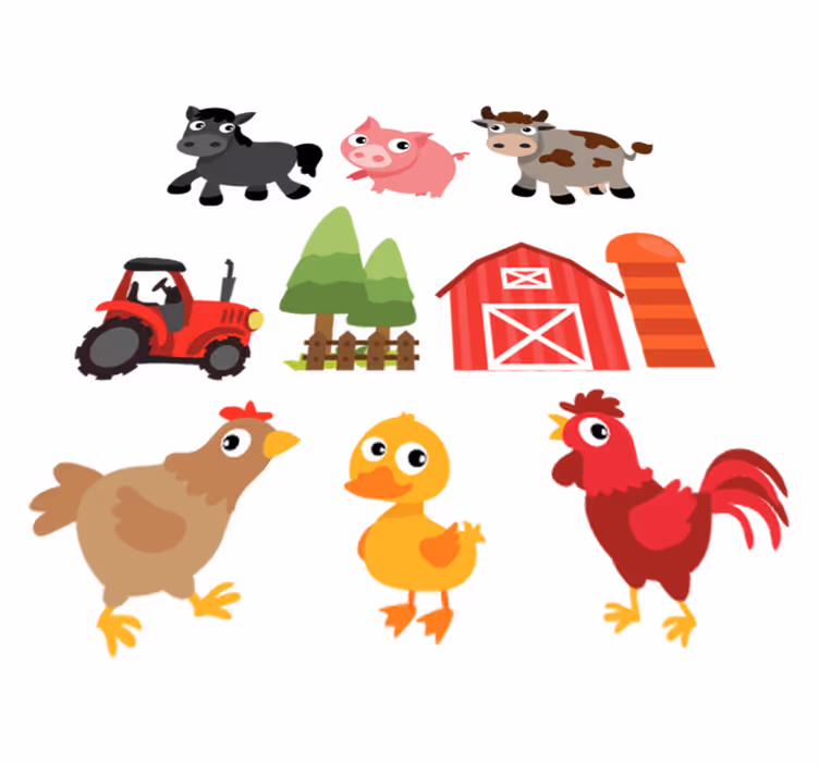 動物 ビニールマット カラフルな農場 - TENSTICKERS