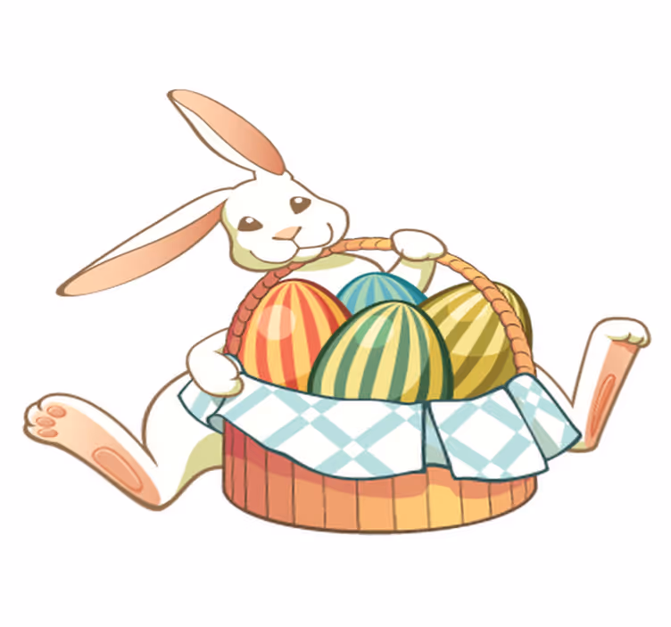 動物 ビニールマット イースターバニーとバスケット - TENSTICKERS