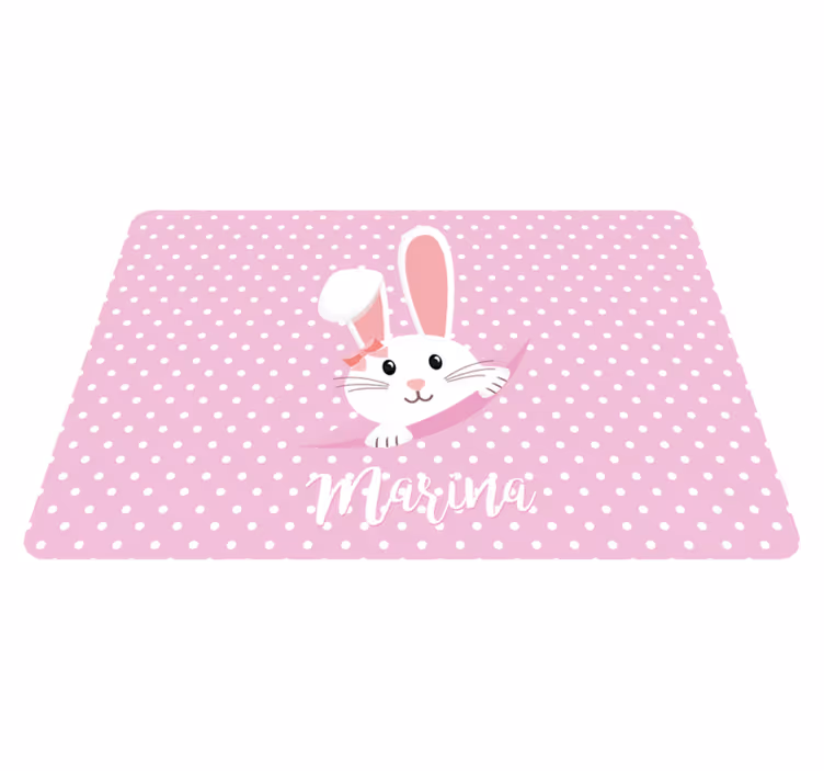 動物 ビニールマット 名前入りかわいいウサギ女の子用 - TENSTICKERS