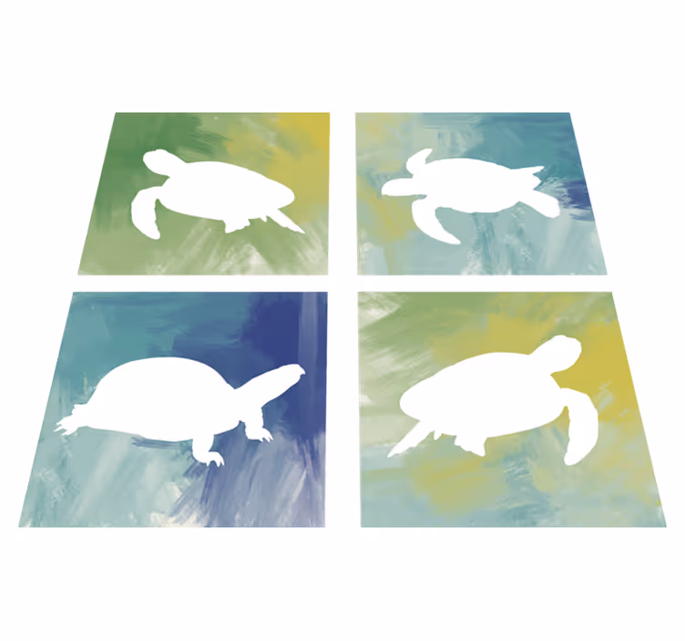 動物 ビニールマット カラフルなカメパックタイル - TENSTICKERS