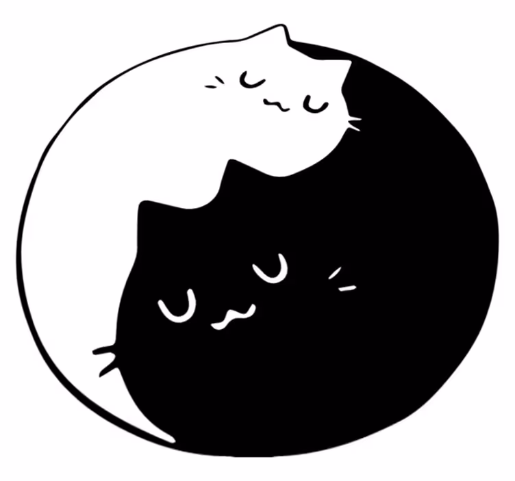 動物 ビニールマット 陰陽猫 - TENSTICKERS