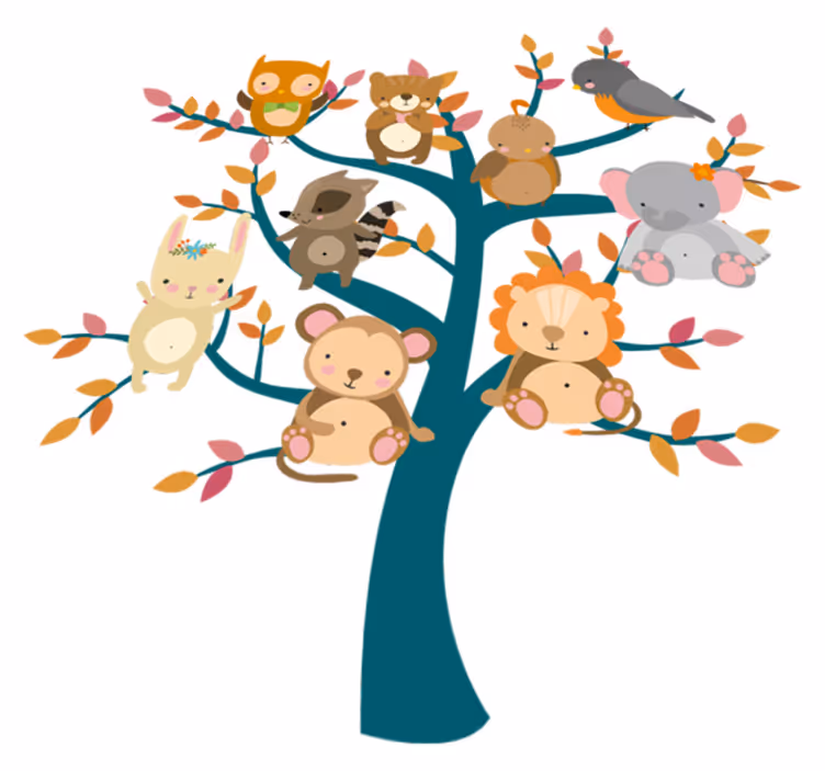 動物 ビニールマット 赤ちゃんを抱えた木 - TENSTICKERS