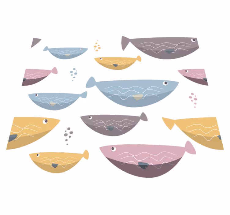 動物 ビニールマット 子供用のカラフルな魚 - TENSTICKERS