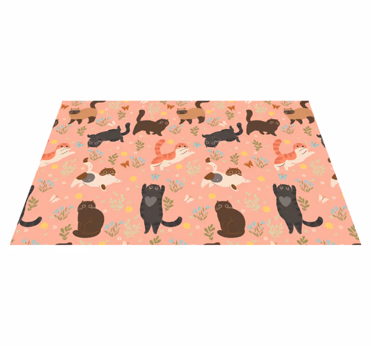 動物 ビニールマット 猫のシームレスパターン - TENSTICKERS
