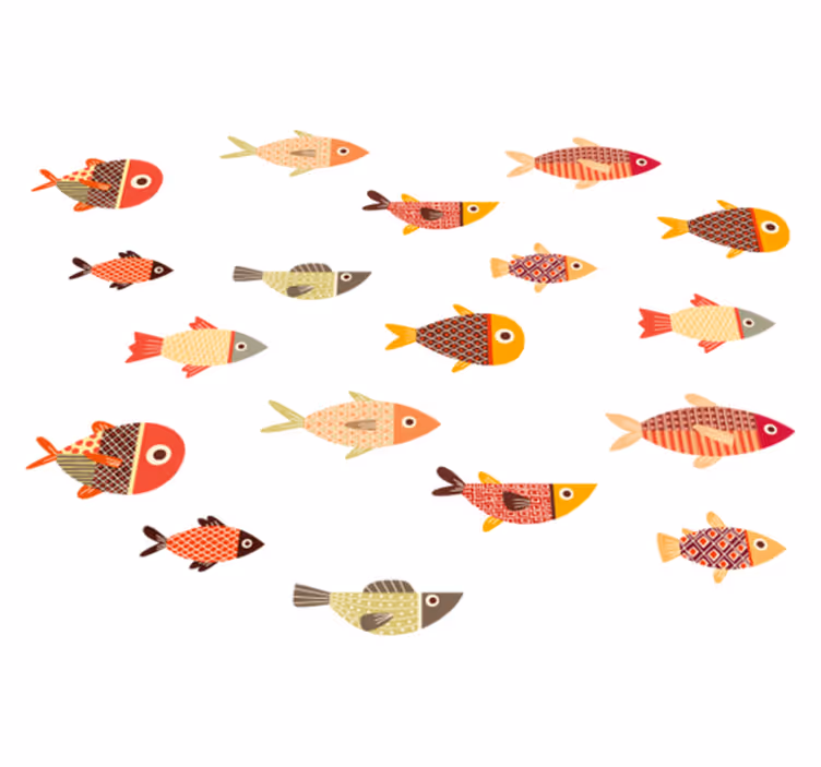 動物 ビニールマット 丸いカラフルな魚 - TENSTICKERS