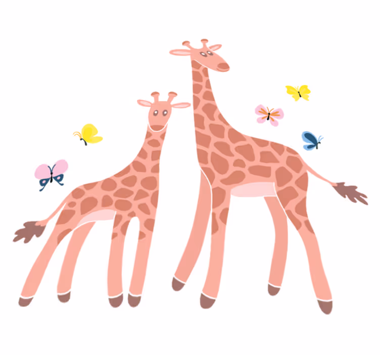 動物ビニールマット親子の蝶とキリン - TENSTICKERS