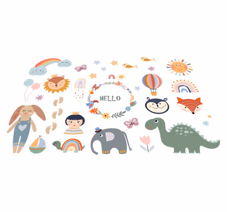 動物 ビニールマット 子供用 フローラルデザイン - TENSTICKERS