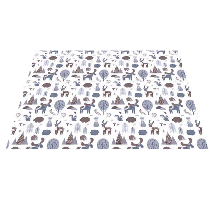動物 ビニールマット 北欧のグレーの動物 - TENSTICKERS