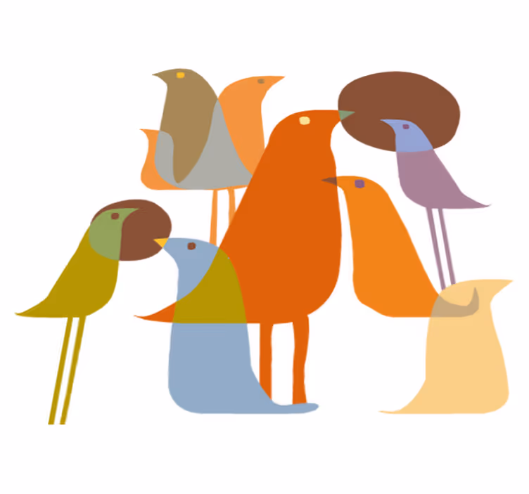 動物 ビニールマット 鳥のミニマリストスタイル - TENSTICKERS