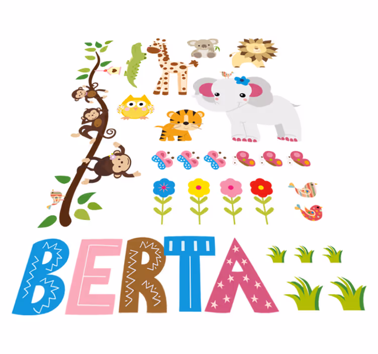 動物 ビニールマット 名前入りジャングルツリー - TENSTICKERS