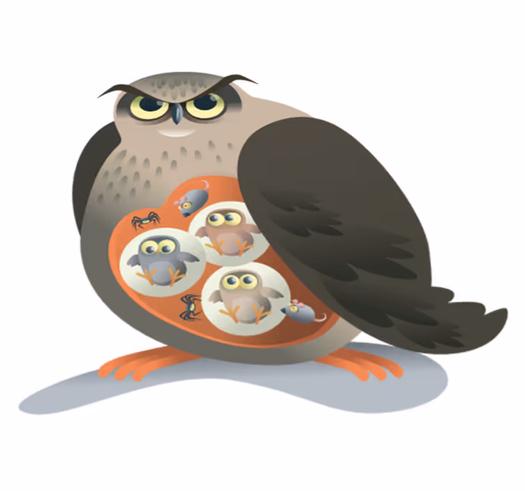 動物 ビニールマット 母フクロウ - TENSTICKERS