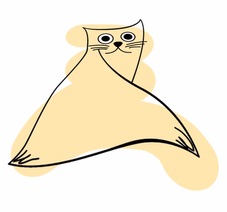 動物 ビニールマット ベージュの塗装された猫 - TENSTICKERS