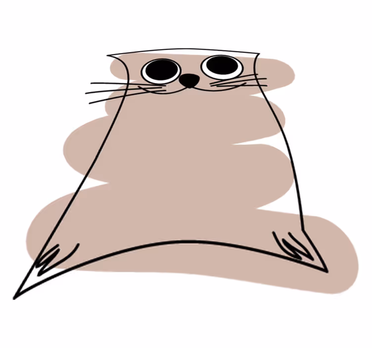 動物ビニールマット茶色の描かれた猫 - TENSTICKERS