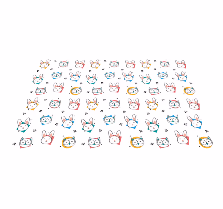 動物 ビニールマット フクロウとウサギの柄 - TENSTICKERS