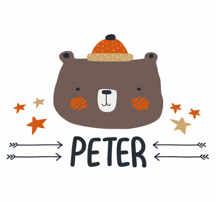 動物 ビニールマット 北欧のかわいいクマの名入れ - TENSTICKERS