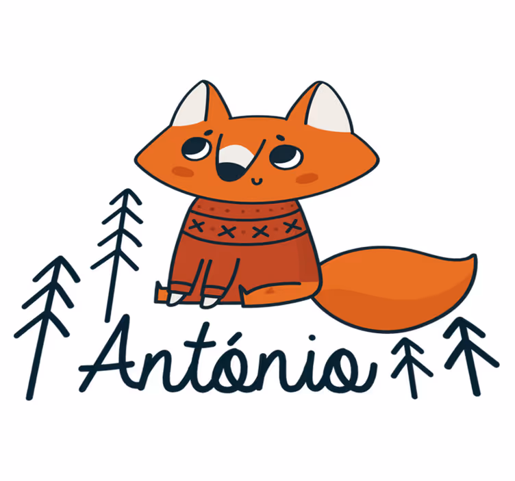 動物 ビニールマット ノルディックフォックスの名前入り - TENSTICKERS