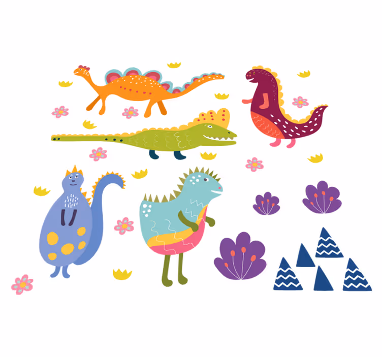 動物 ビニールマット 北欧恐竜手描きセット - TENSTICKERS