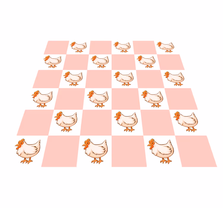 動物 ビニールマット 鶏のピンクの四角柄 - TENSTICKERS