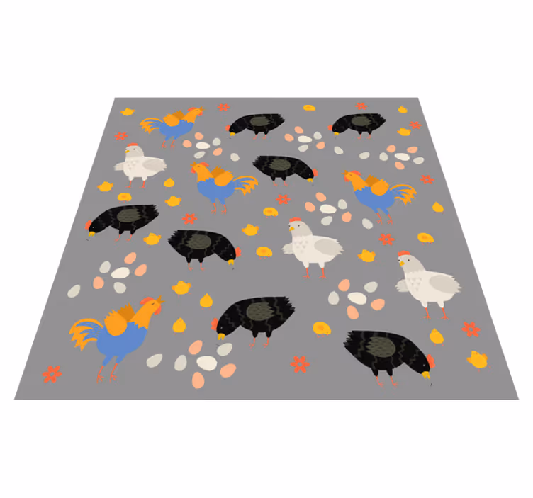 動物 ビニールマット 鶏の飼育場柄 - TENSTICKERS