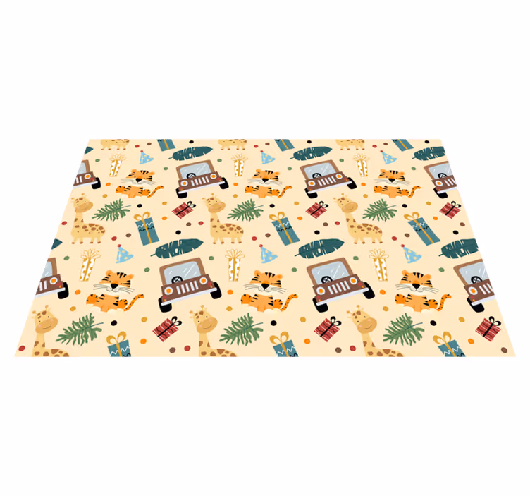 動物 ビニールマット サファリの動物と車 - TENSTICKERS