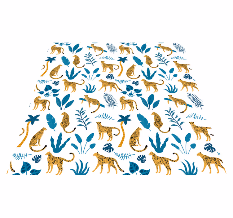 動物 ビニールマット 植物とヒョウ - TENSTICKERS