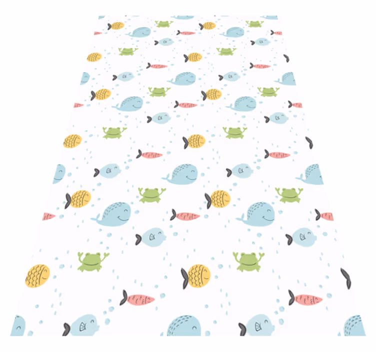 動物 ビニールマット 白背景にカラフルな魚たち - TENSTICKERS