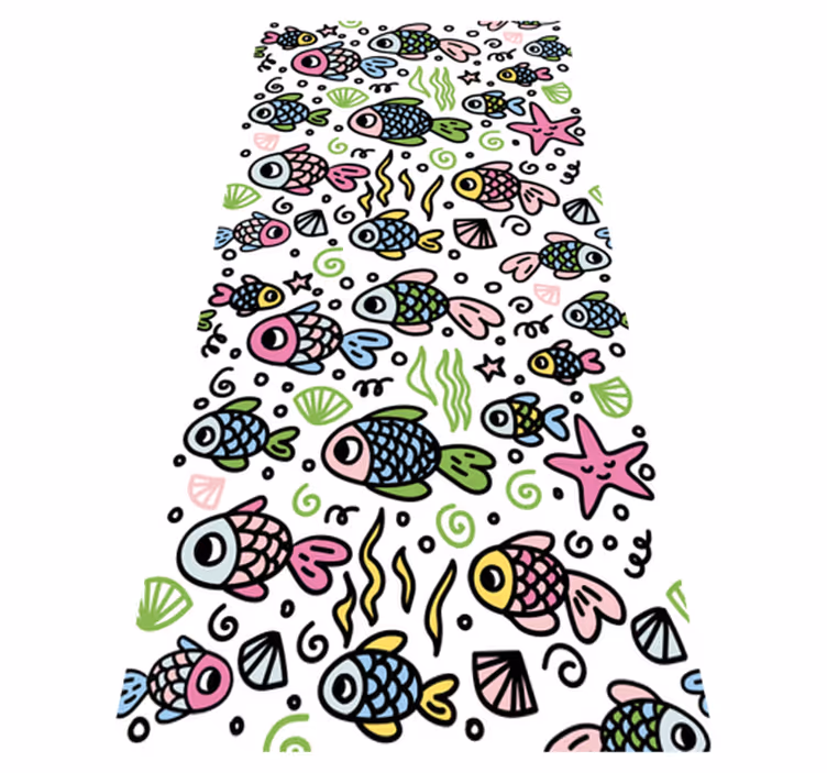動物 ビニールマット カラフルな魚の模様 - TENSTICKERS