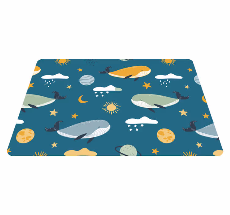 動物 ビニールマット おしゃれなクジラ柄 - TENSTICKERS