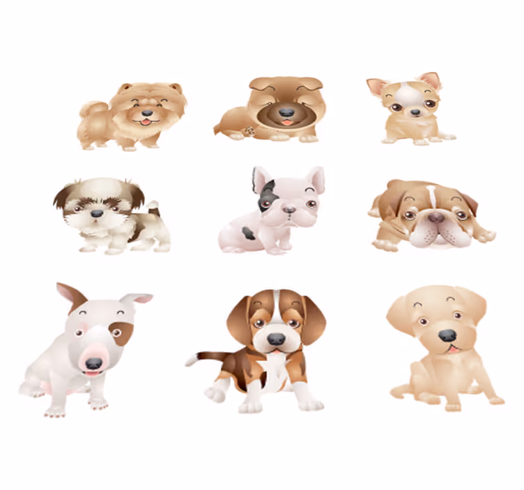 動物 ビニールマット 可愛い子犬 - TENSTICKERS