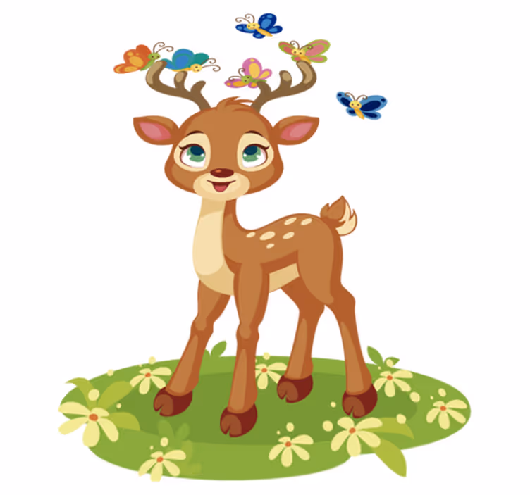 動物 ビニールマット かわいいカートゥーンのシカ - TENSTICKERS