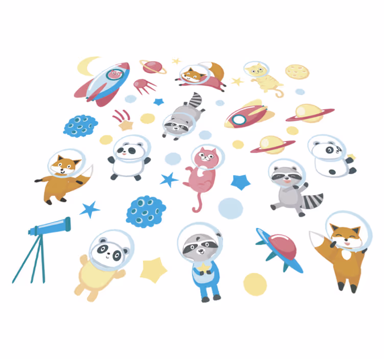動物 ビニールマット 可愛い動物の宇宙飛行士 - TENSTICKERS