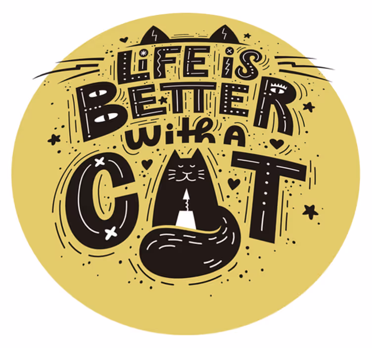 動物 ビニールマット 猫と一緒にいると人生はもっと楽しい - TENSTICKERS
