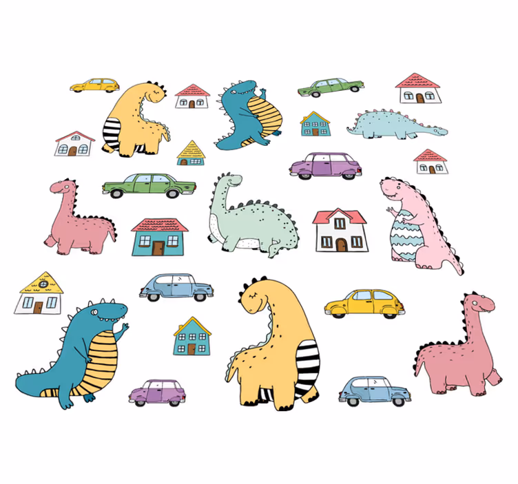 動物ビニールマットカラフルな恐竜フィギュア - TENSTICKERS