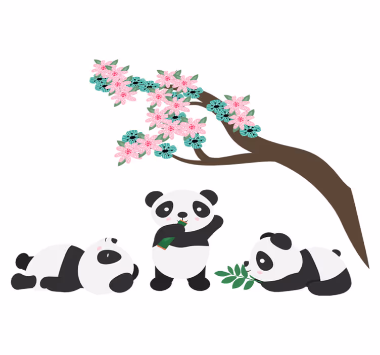 動物 ビニールマット かわいいパンダの一族 - TENSTICKERS