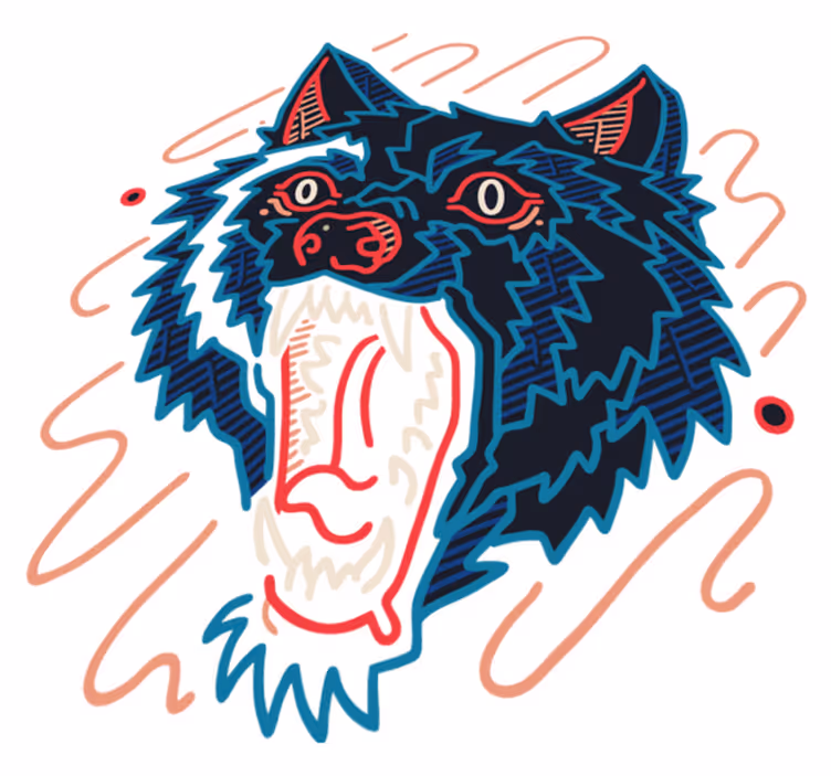 動物 ビニールマット 吠えるオオカミのグラフィック - TENSTICKERS