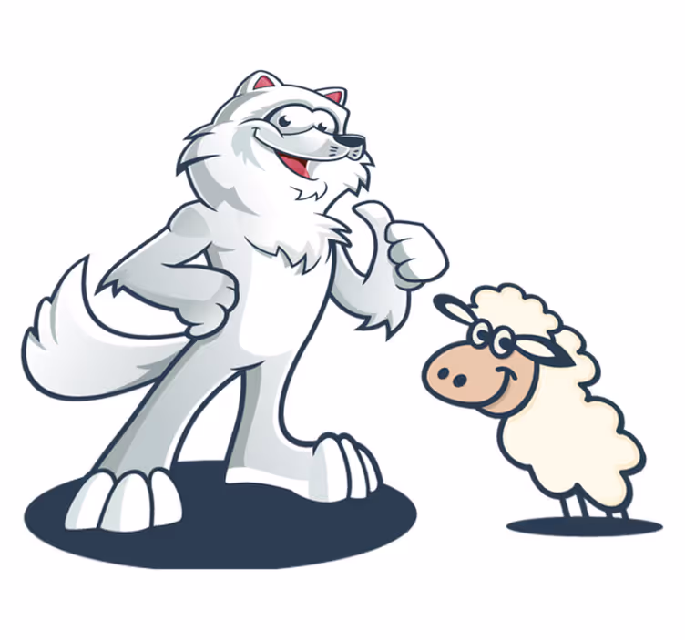 動物 ビニールマット 楽しいオオカミキャラクター - TENSTICKERS