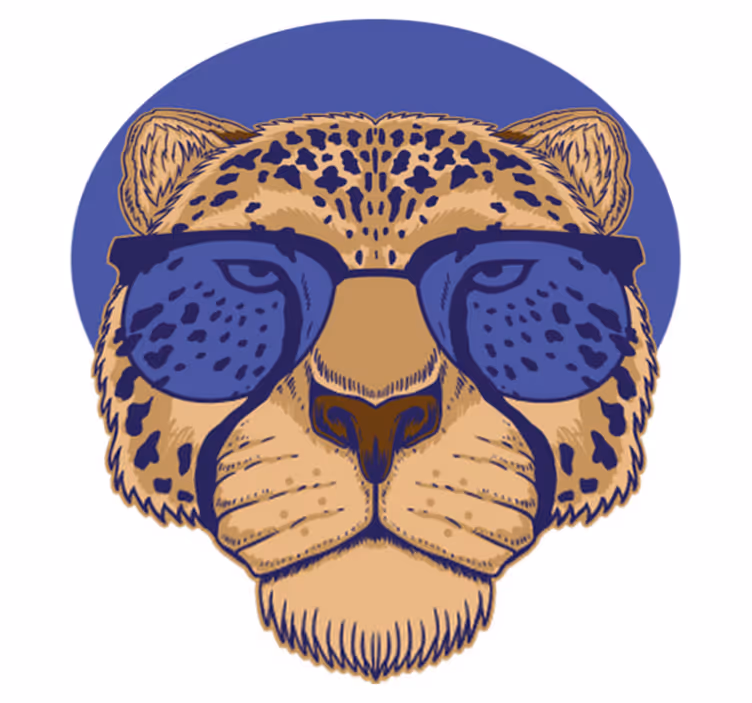 動物 ビニールマット 眼鏡をかけたヒョウ - TENSTICKERS
