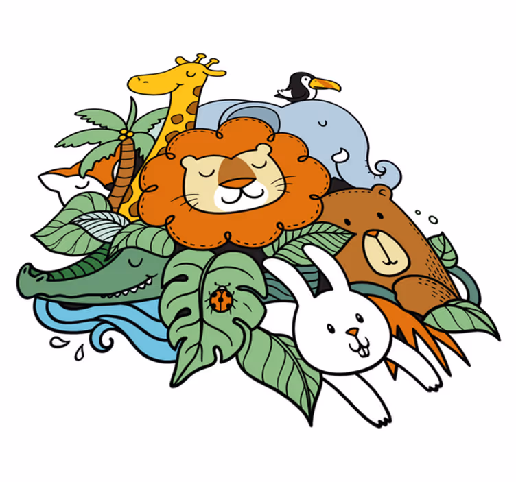 動物ビニールマット遊び心満載の動物シーン - TENSTICKERS