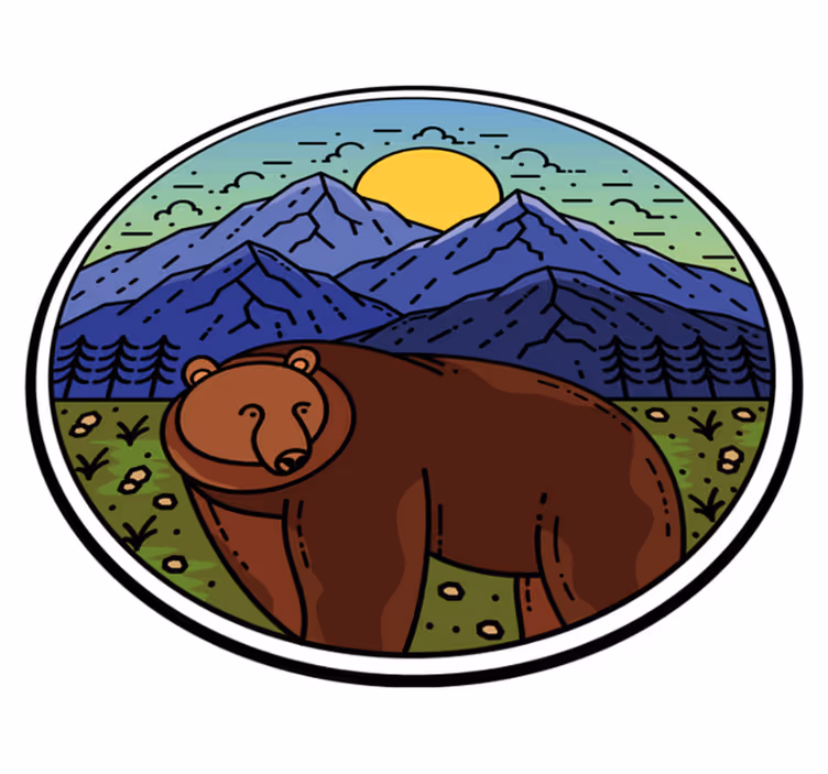 動物 ビニールマット 風景の中のクマ - TENSTICKERS