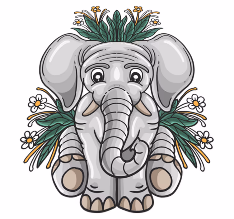 動物 ビニールマット 可愛い象のイラスト - TENSTICKERS