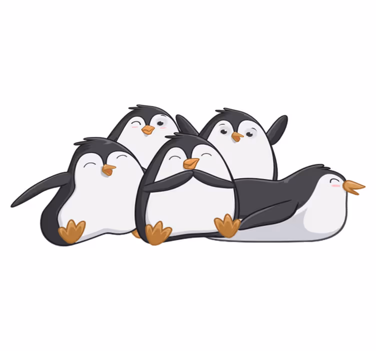 動物ビニールマットハッピーペンギンファミリー - TENSTICKERS