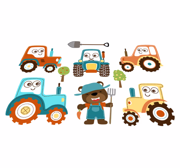 動物 ビニールマット 可愛いトラクターキャラクター - TENSTICKERS