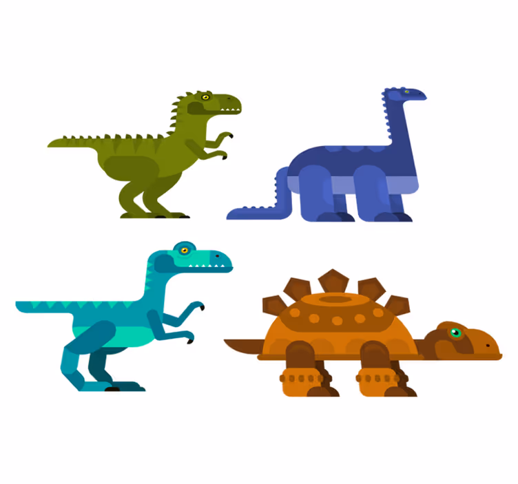 動物 ビニールマット カラフルな動く恐竜 - TENSTICKERS