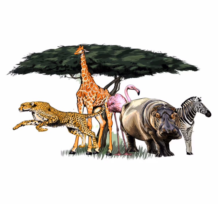 動物 ビニールマット キリンファミリーサファリ - TENSTICKERS
