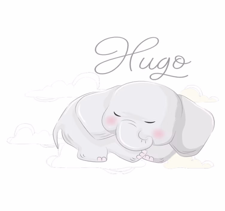動物 ビニールマット 名前入り雲で眠る象 - TENSTICKERS