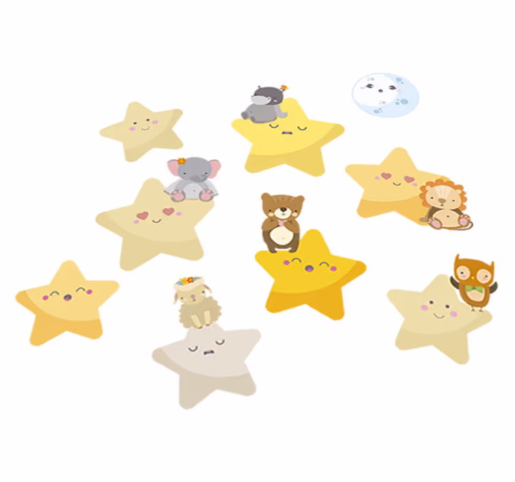 動物 ビニールマット 赤ちゃんの部屋の星 - TENSTICKERS